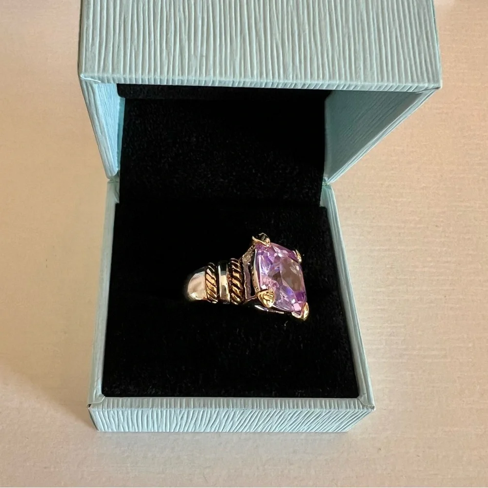 Cocktail Ring Cubic Zirconia Lilac Stone